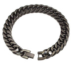 Glossy Black Curb Cuban 316L Stainless Steel Bracelet For Men Bulk