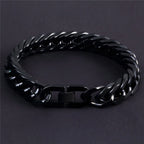 Glossy Black Curb Cuban 316L Stainless Steel Bracelet For Men Bulk
