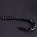 Glossy Black Curb Cuban 316L Stainless Steel Bracelet For Men Bulk