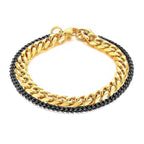 Double Layered Black Gold Stainless Steel Curb Chain Bracelet Bulk
