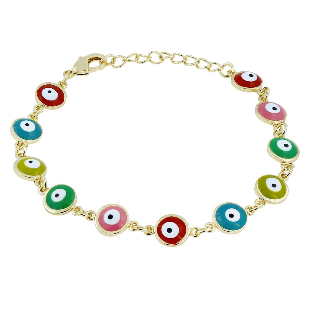Turkish Evil Eye Lucky Multi Colour 18K Gold Plated Bracelet Bulk
