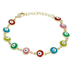 Turkish Evil Eye Lucky Multi Colour 18K Gold Plated Bracelet Bulk