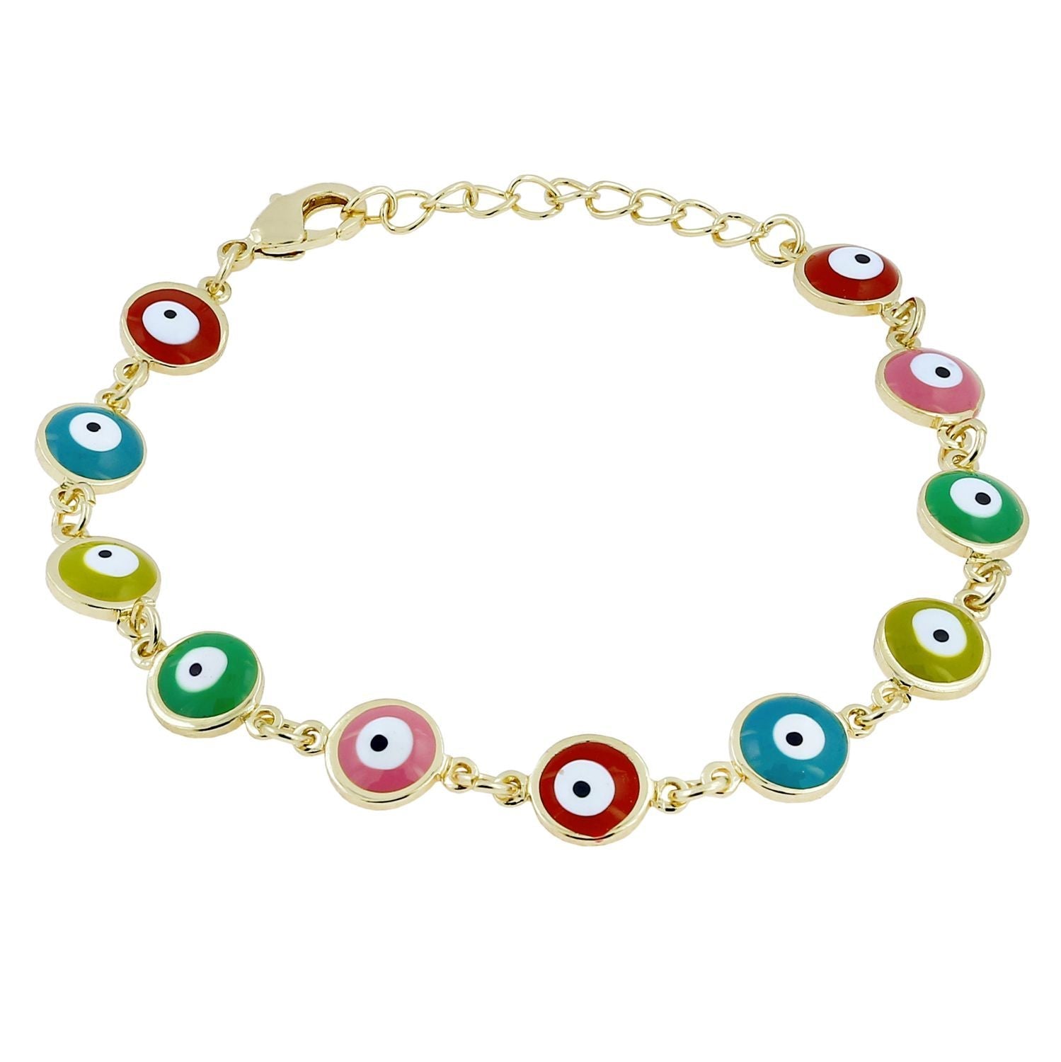 Turkish Evil Eye Lucky Multi Colour 18K Gold Plated Bracelet Bulk