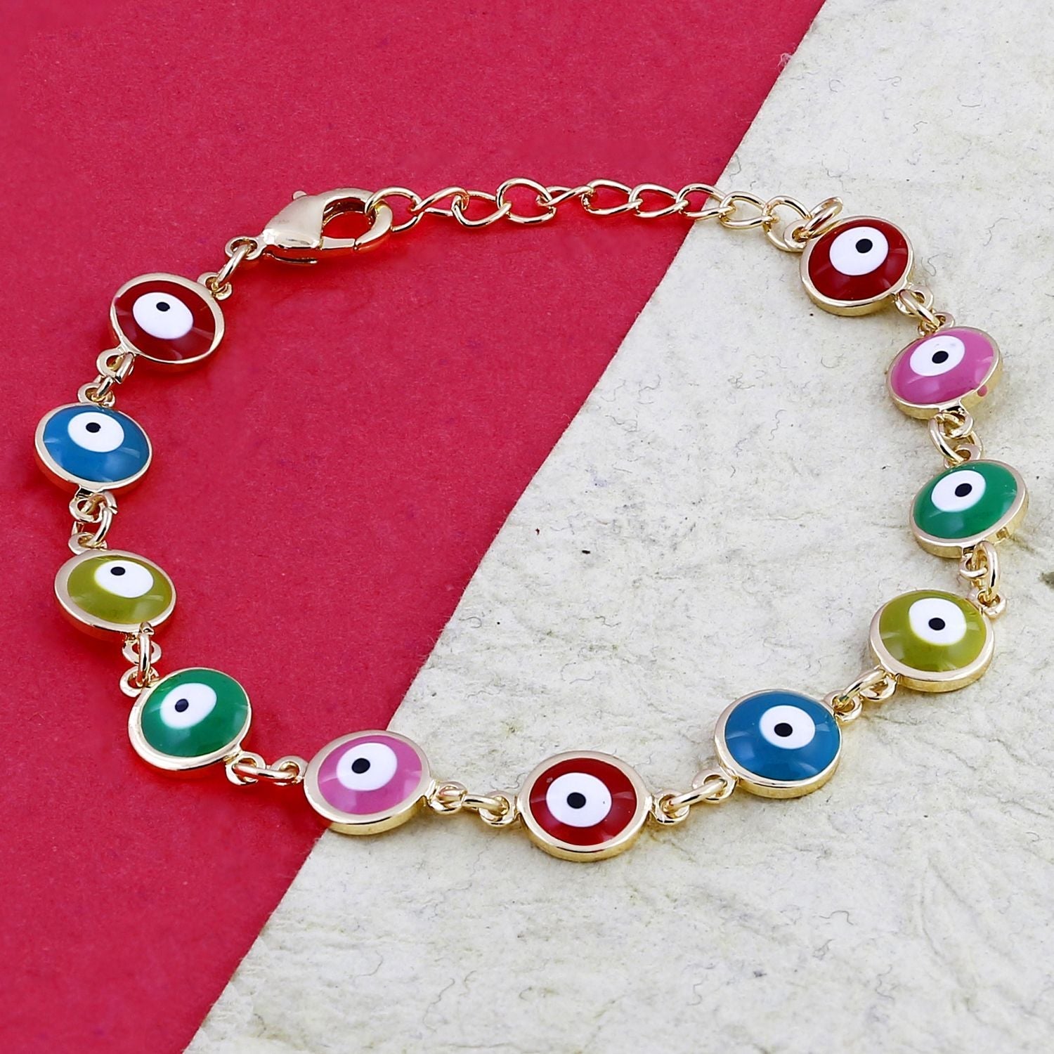 Turkish Evil Eye Lucky Multi Colour 18K Gold Plated Bracelet Bulk