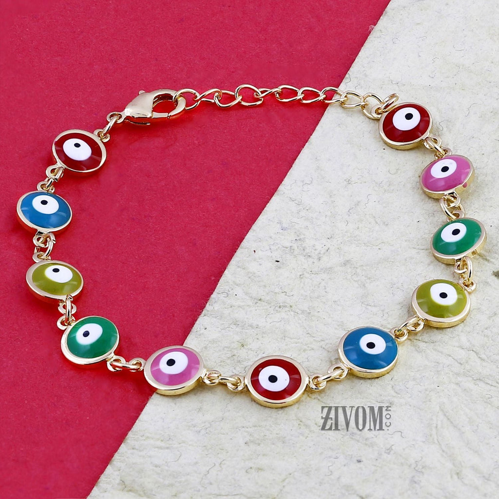 Turkish Evil Eye Lucky Multi Colour 18K Gold Plated Bracelet Bulk