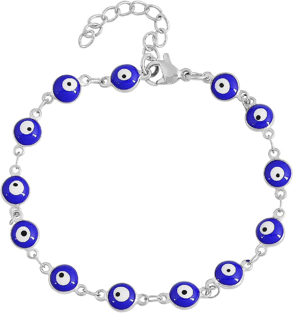 Turkish Blue Evil Eye Lucky Silver Bracelet For Women Bulk Main image