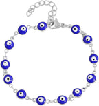 Turkish Blue Evil Eye Lucky Silver Bracelet For Women Bulk