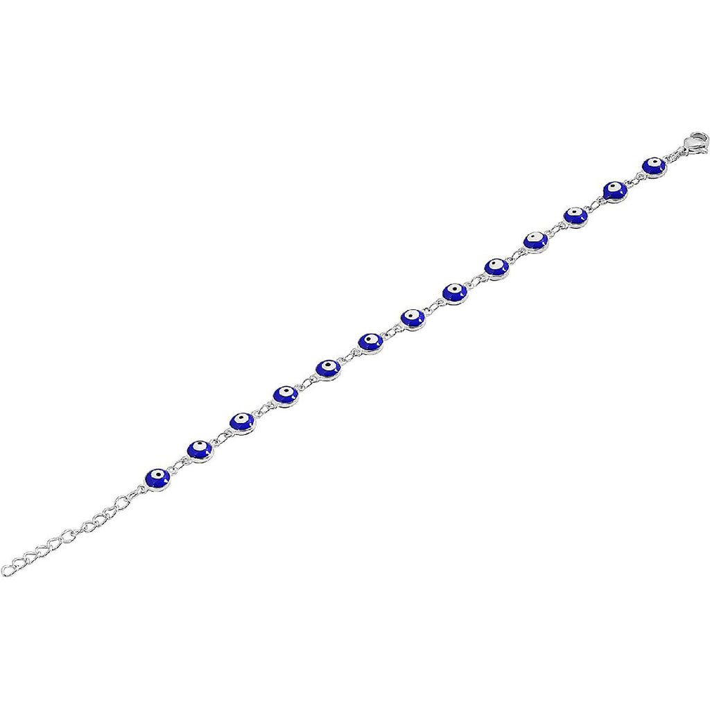 Turkish Blue Evil Eye Lucky Silver Bracelet For Women Bulk