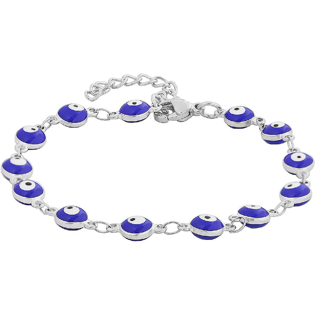 Turkish Blue Evil Eye Lucky Silver Bracelet For Women Bulk