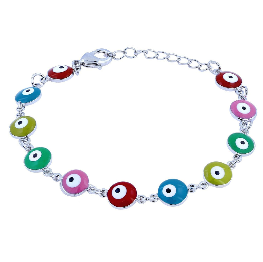 Turkish Evil Eye Lucky Multi Colour Silver Bracelet For Women Bulk