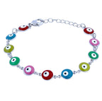 Turkish Evil Eye Lucky Multi Colour Silver Bracelet For Women Bulk