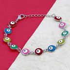 Turkish Evil Eye Lucky Multi Colour Silver Bracelet For Women Bulk