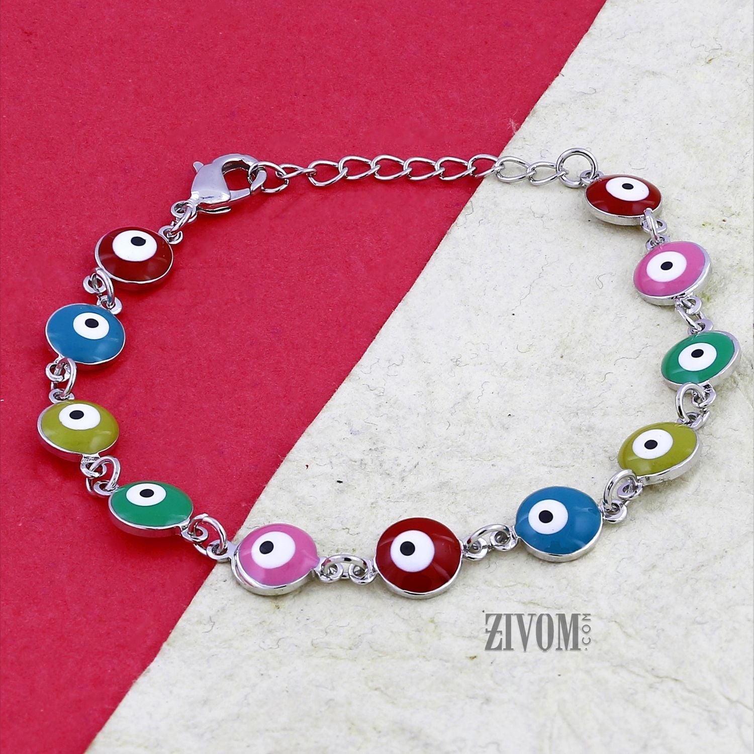 Turkish Evil Eye Lucky Multi Colour Silver Bracelet For Women Bulk