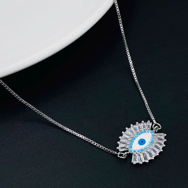 Turkish Blue Evil Eye American Diamond Necklace Pendant Chain Bulk Main image