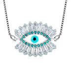 Turkish Blue Evil Eye American Diamond Necklace Pendant Chain Bulk