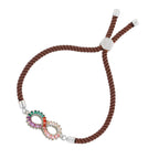 Infinity Rainbow Silver Brown Cubic Zirconia Thread Bracelet Bulk