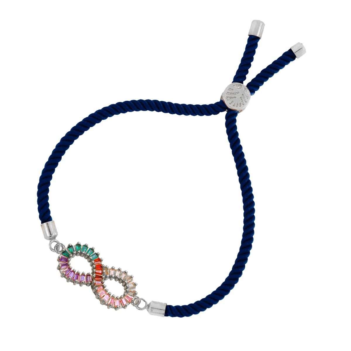 Infinity Rainbow Silver Blue Cubic Zirconia Thread Bracelet Bulk Secondary image