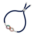 Infinity Rainbow Silver Blue Cubic Zirconia Thread Bracelet Bulk