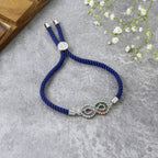 Infinity Rainbow Silver Blue Cubic Zirconia Thread Bracelet Bulk
