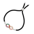 Infinity Rainbow Silver Black Cubic Zirconia Thread Bracelet Bulk