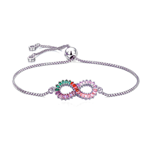 Infinity Love Colorful Rainbow Cubic Zircon CZ Bracelet Bulk Main image