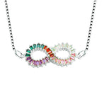 Infinity Love Colorful Rainbow Diamond Necklace Pendant Chain Bulk