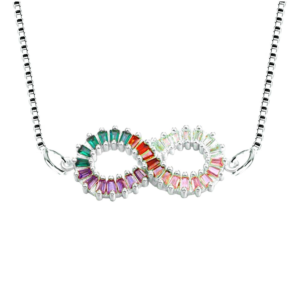 Infinity Love Colorful Rainbow Diamond Necklace Pendant Chain Bulk