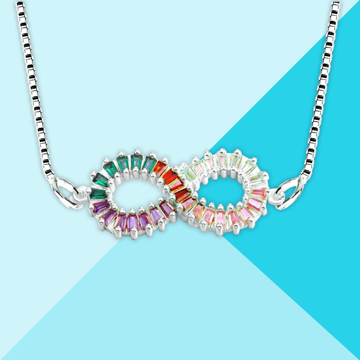 Infinity Love Colorful Rainbow Diamond Necklace Pendant Chain Bulk Main image