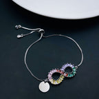 Infinity Rainbow Silver CZ Medallion Charm Slider Bracelet Bulk