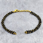 Black Beads Double Layer Bracelet Hand Mangalsutra For Women Bulk