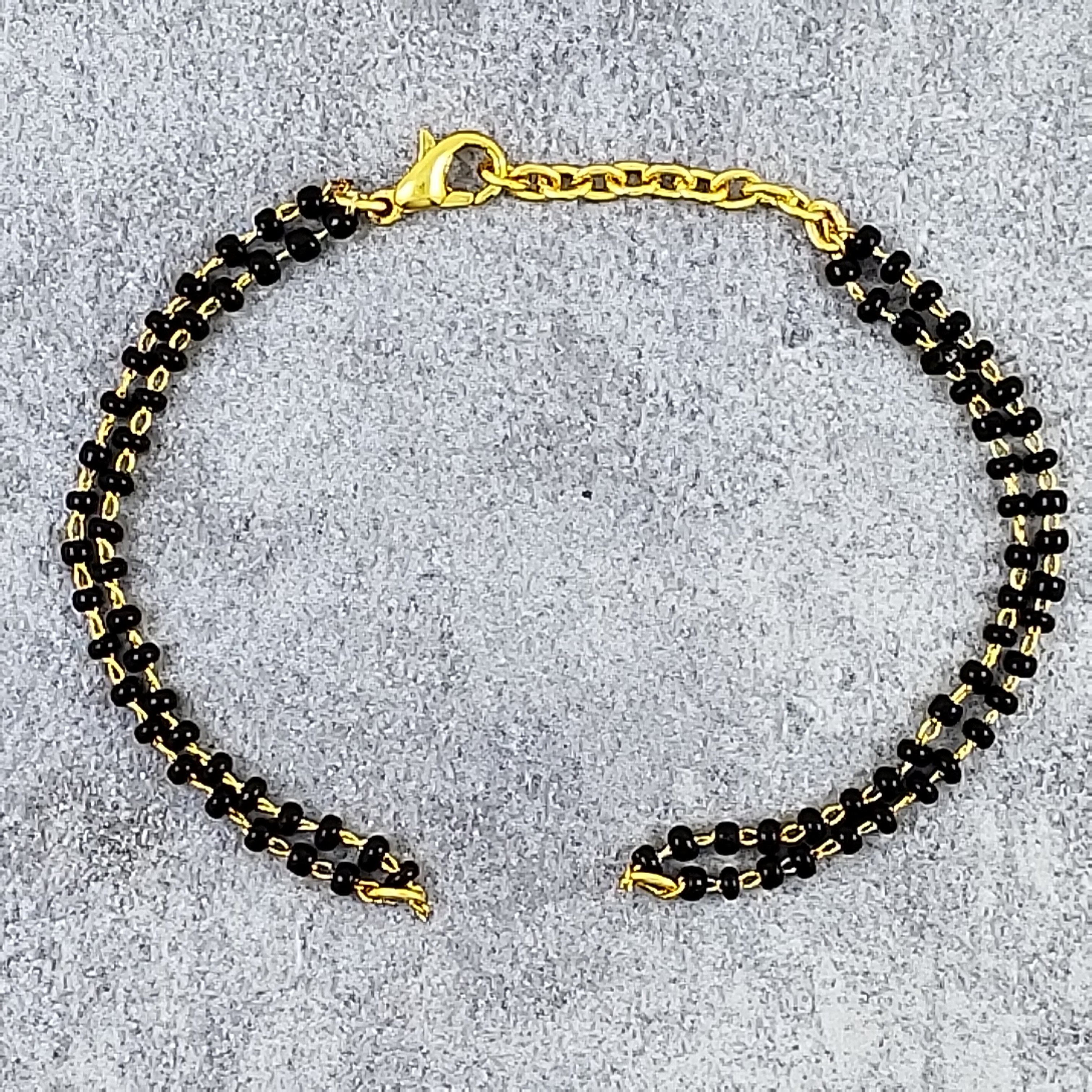 Black Beads Double Layer Bracelet Hand Mangalsutra For Women Bulk Secondary image