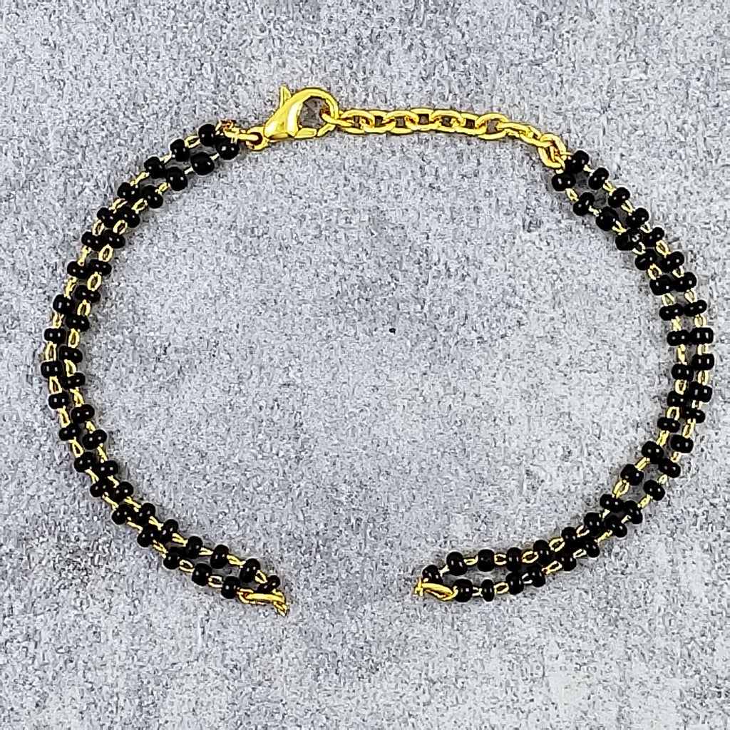 Black Beads Double Layer Bracelet Hand Mangalsutra For Women Bulk