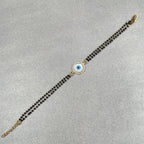 Evil Eye Nazariya Mother Of Pearl Zircon American Diamond Charm Hand Haath Mangalsutra Bracelet For Women