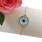 Gold Blue Evil Eye Nazariya Mother Of Pearl CZ Bracelet Bulk
