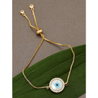 Gold Blue Evil Eye Nazariya Mother Of Pearl CZ Bracelet Bulk