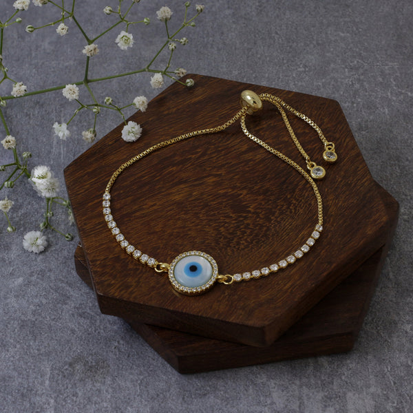 Gold Round Slider Turkish Evil Eye Bracelet For Women Bulk Main image