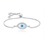 Silver Blue Evil Eye Nazariya Mother Of Pearl CZ Bracelet Bulk