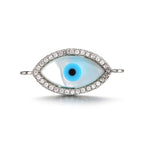 Evil Eye Oval Black Silver American Diamond Copper Centre Pcs Bulk