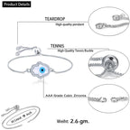 Silver Blue Evil Eye Nazariya Hamsa Hand Mother Of Pearl Cubic Zirconia American Diamond Bracelet