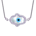 Hamsa Turkish Evil Eye CZ Silver Necklace Pendant Chain Bulk