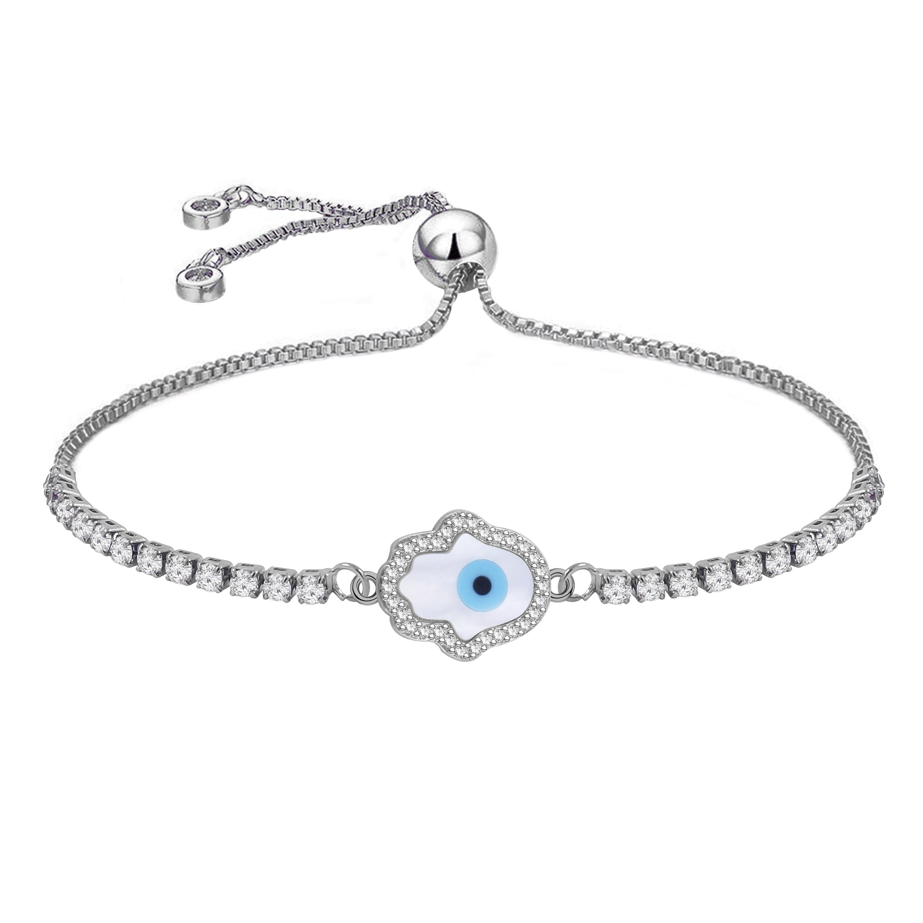 Blue Hamsa Slider Turkish Evil Eye Bracelet For Women Bulk
