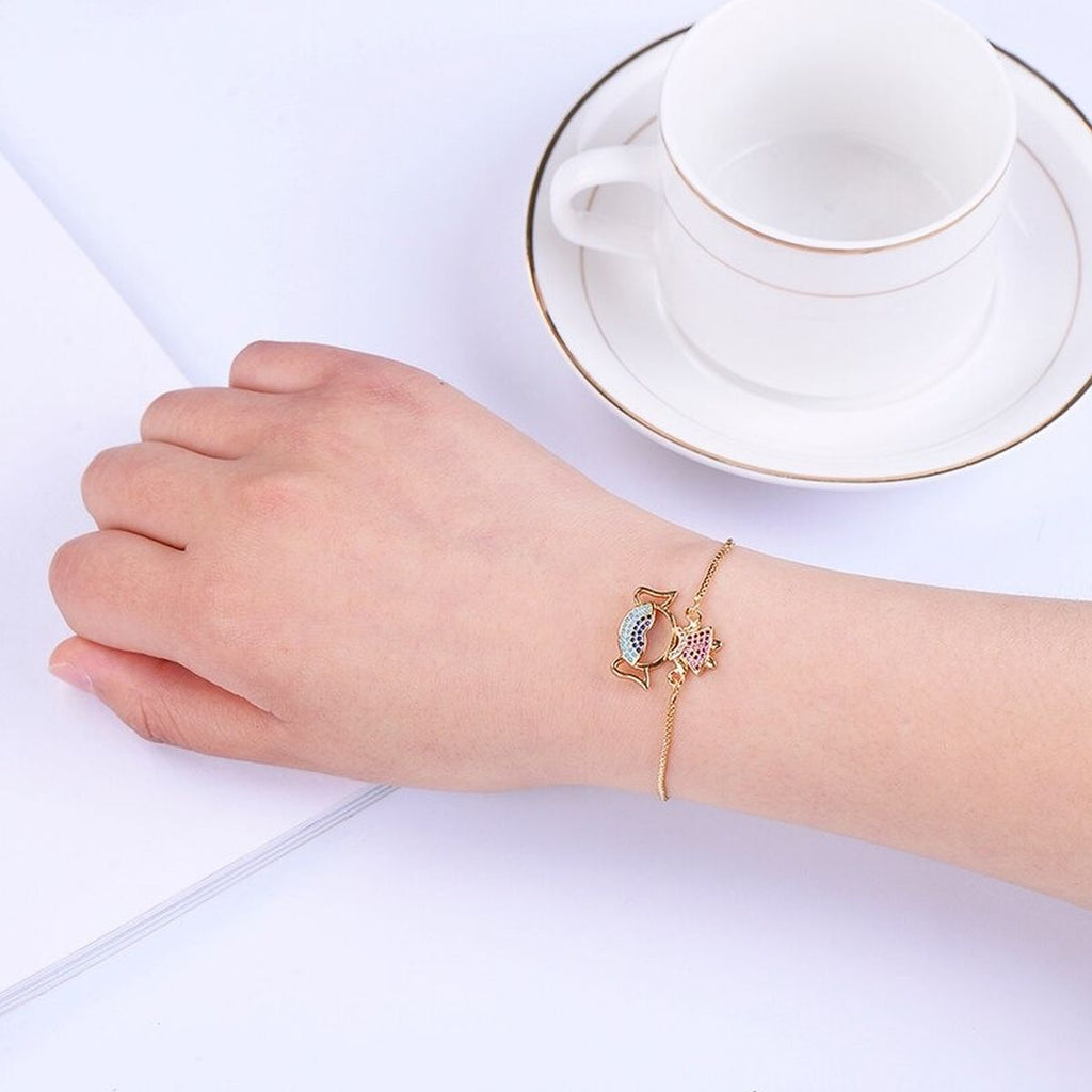 Cute Baby Girl Charms Cubic Zirconia Adjustable Slider Extender Extension Silver Bracelet
