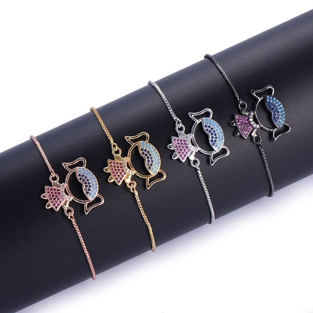 Cute Baby Girl Charms Cubic Zirconia Adjustable Slider Extender Extension Silver Bracelet
