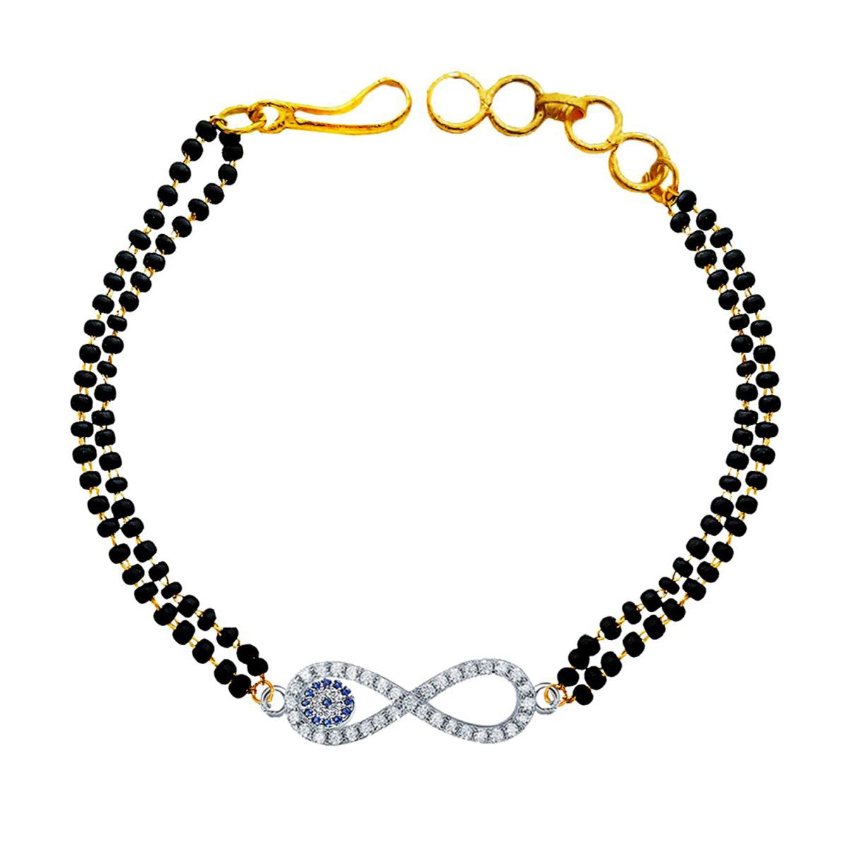 Evil Eye Nazariya Infinity Zircon American Diamond Charm Haath Hand Mangalsutra Bracelet For Women