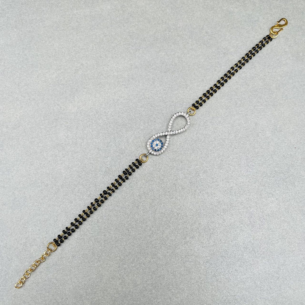 Evil Eye Nazariya Infinity Zircon American Diamond Charm Haath Hand Mangalsutra Bracelet For Women