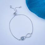 Silver Blue Evil Eye Nazariya Infinity CZ Slider Bracelet Bulk
