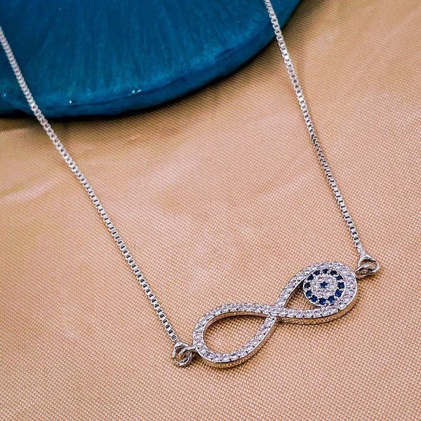 Infinity Turkish Evil Eye CZ Silver Necklace Pendant Chain Bulk Main image