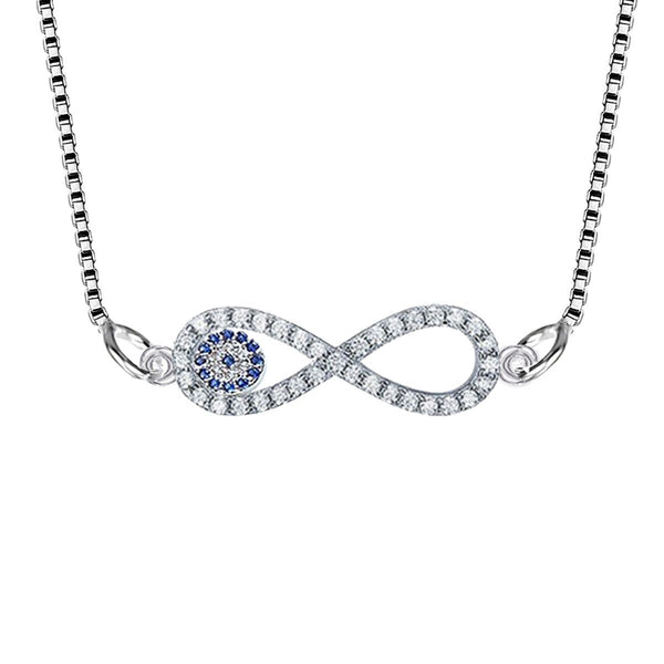 Infinity Turkish Evil Eye CZ Silver Necklace Pendant Chain Bulk Secondary image