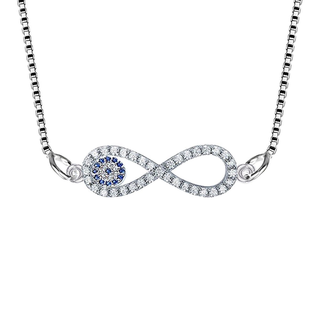 Infinity Turkish Evil Eye CZ Silver Necklace Pendant Chain Bulk