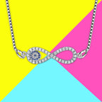 Infinity Turkish Evil Eye CZ Silver Necklace Pendant Chain Bulk